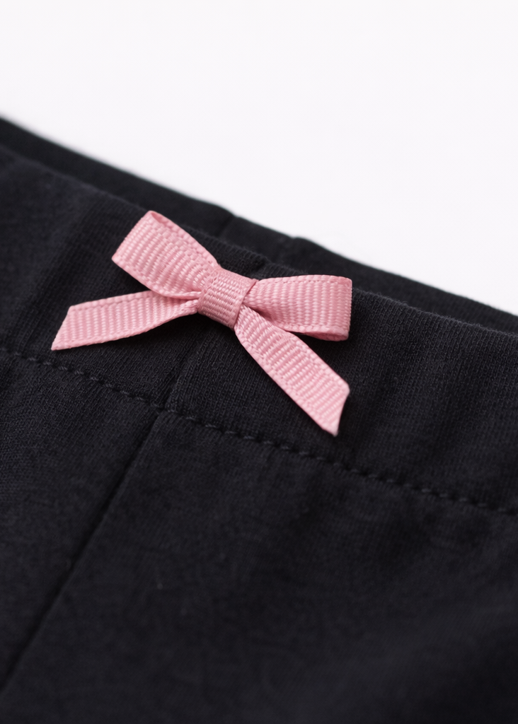 Legging Negro para Bebé Niña con Lazo Rosa | Cómodo y Versátil