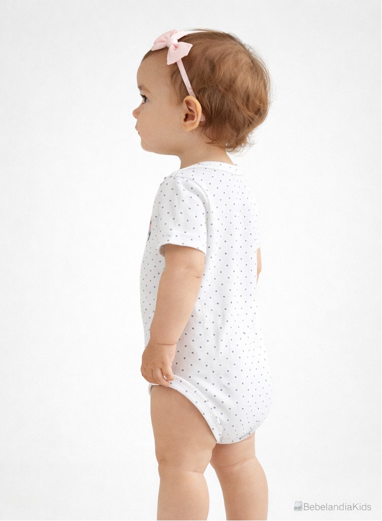 Mameluco para Bebé Blanco con Estampado de Búho y Puntos