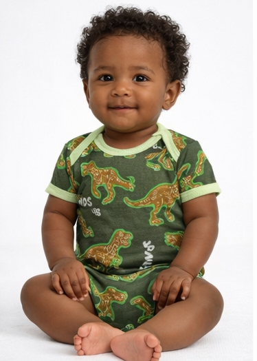 Braga Corta para Bebé Verde con Estampado de Dinosaurios
