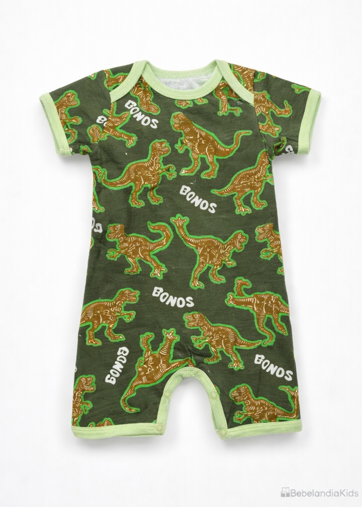 Braga Corta para Bebé Verde con Estampado de Dinosaurios