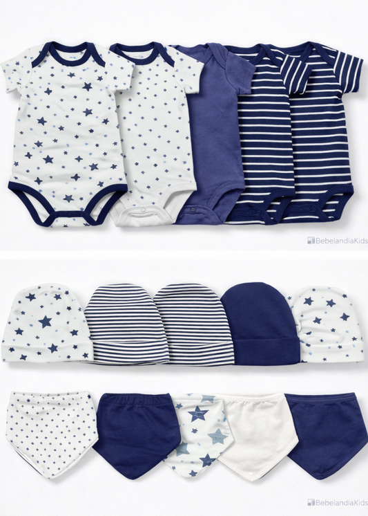 Set de Bebé Niño 25 Piezas Azul – Ropa y Accesorios Esenciales