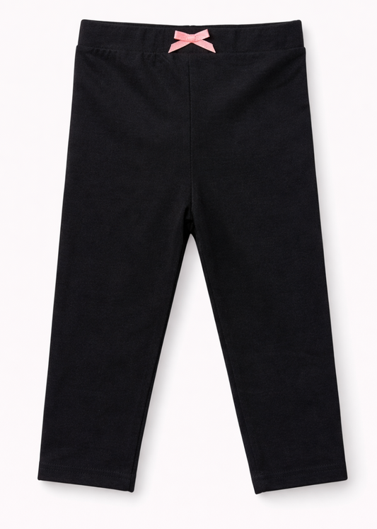 Legging Negro para Bebé Niña con Lazo Rosa | Cómodo y Versátil