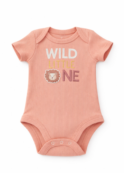 Mameluco/ Body Manga Corta para Bebé “Wild Little One” | Algodón Acanalado