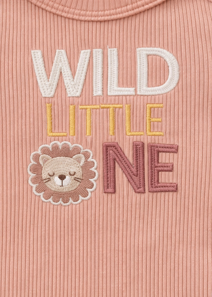Mameluco/ Body Manga Corta para Bebé “Wild Little One” | Algodón Acanalado