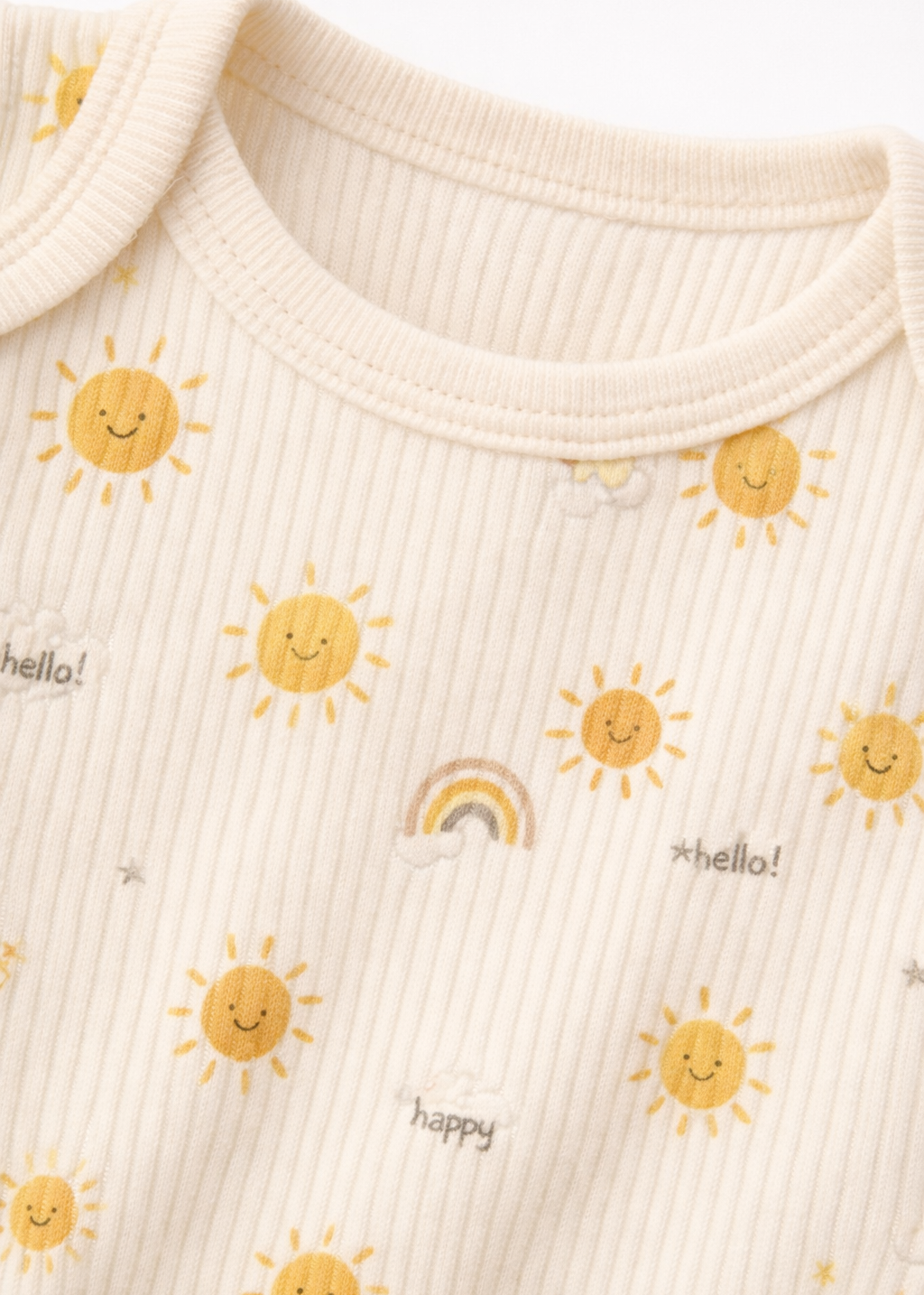 Mameluco/ Body Manga Corta para Bebé Estampado Soles | Algodón Suave