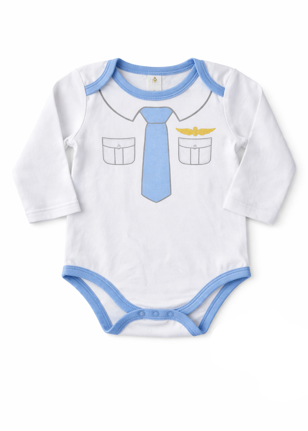 Mameluco Blanco Manga Larga con Corbata Azul – Bebé Niño