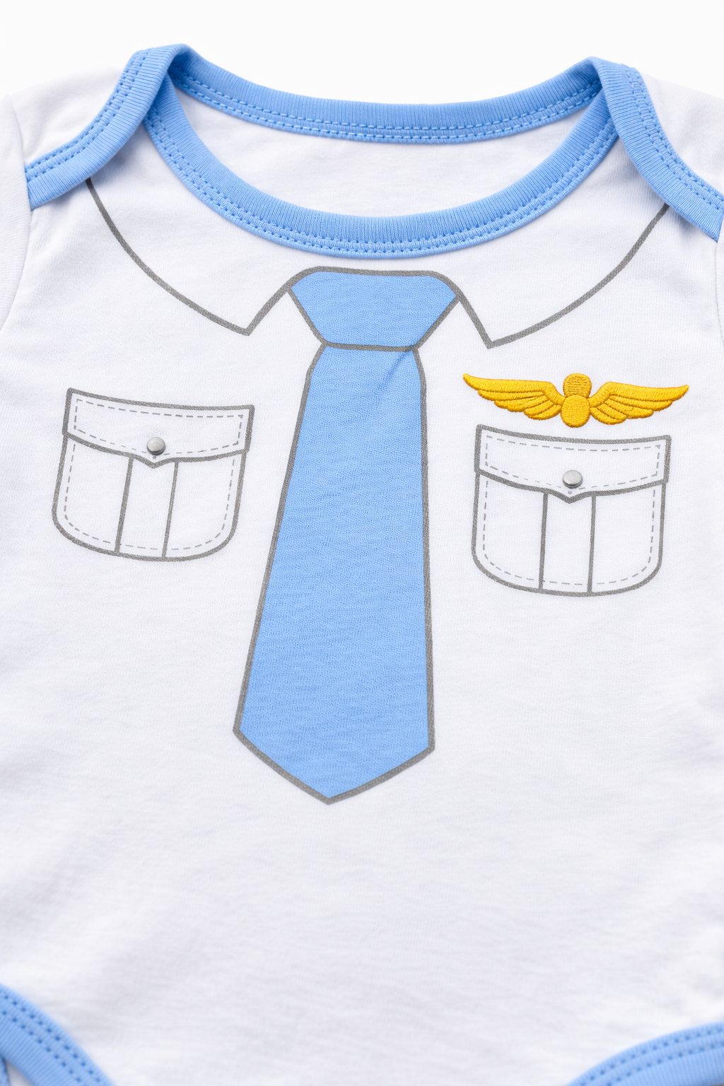 Mameluco Blanco Manga Larga con Corbata Azul – Bebé Niño