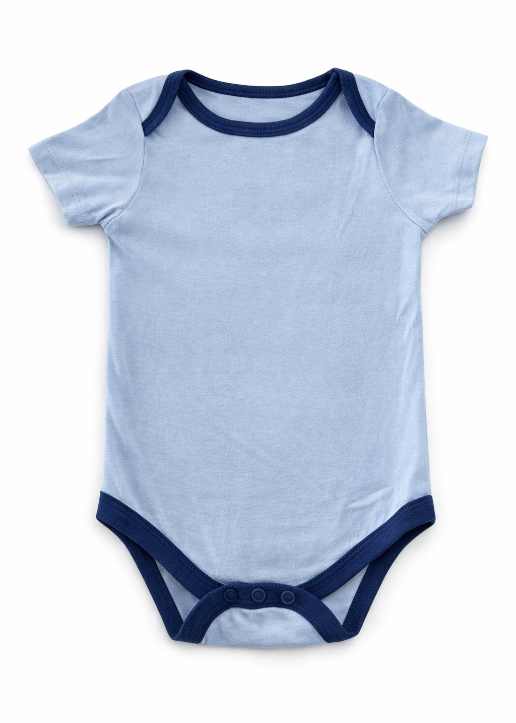Mameluco/ Body Azul Claro Manga Corta con Bordes Azul Oscuro – Bebé Niño