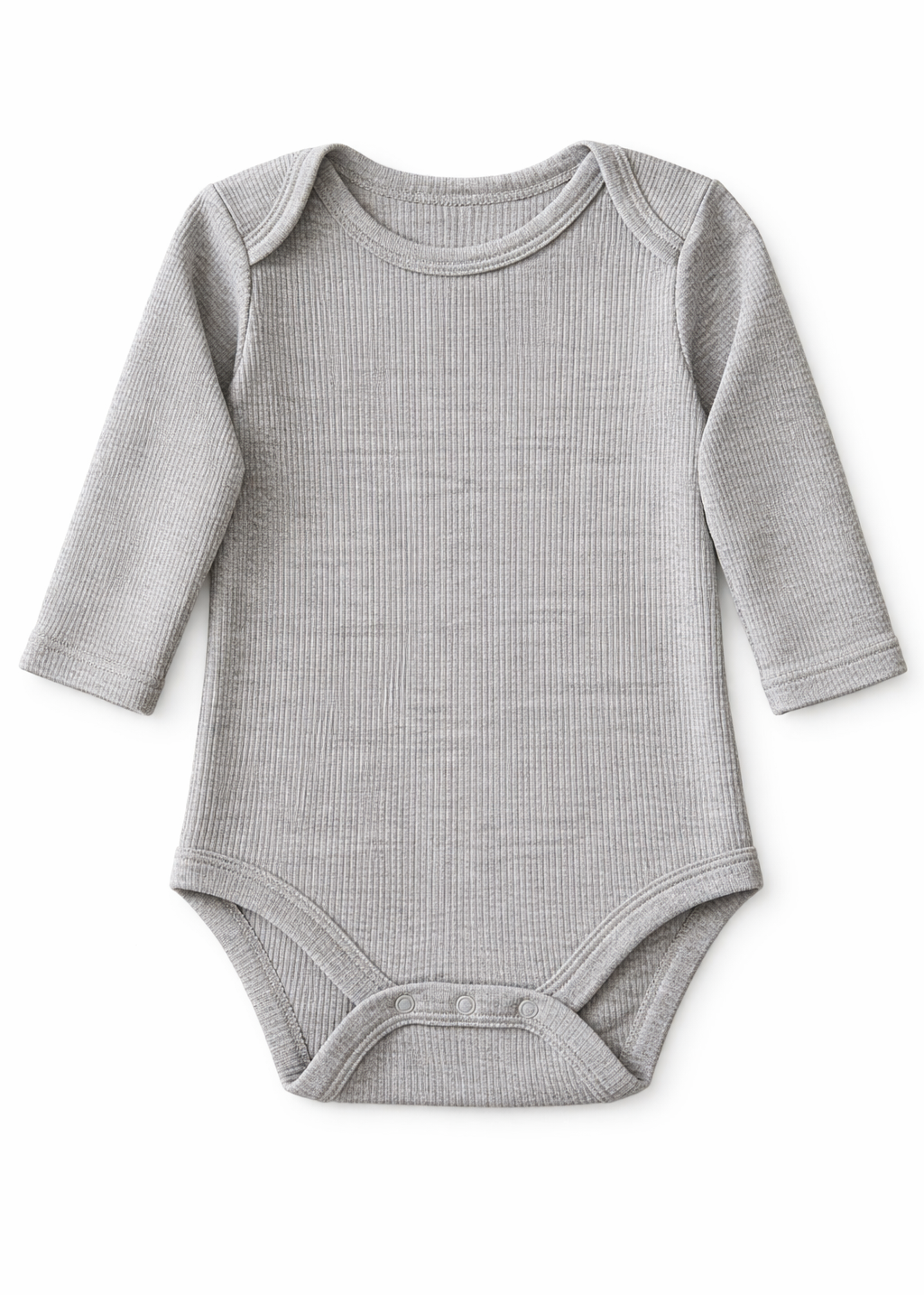 Mameluco/ Body Gris Unicolor Textura Rib Manga Larga