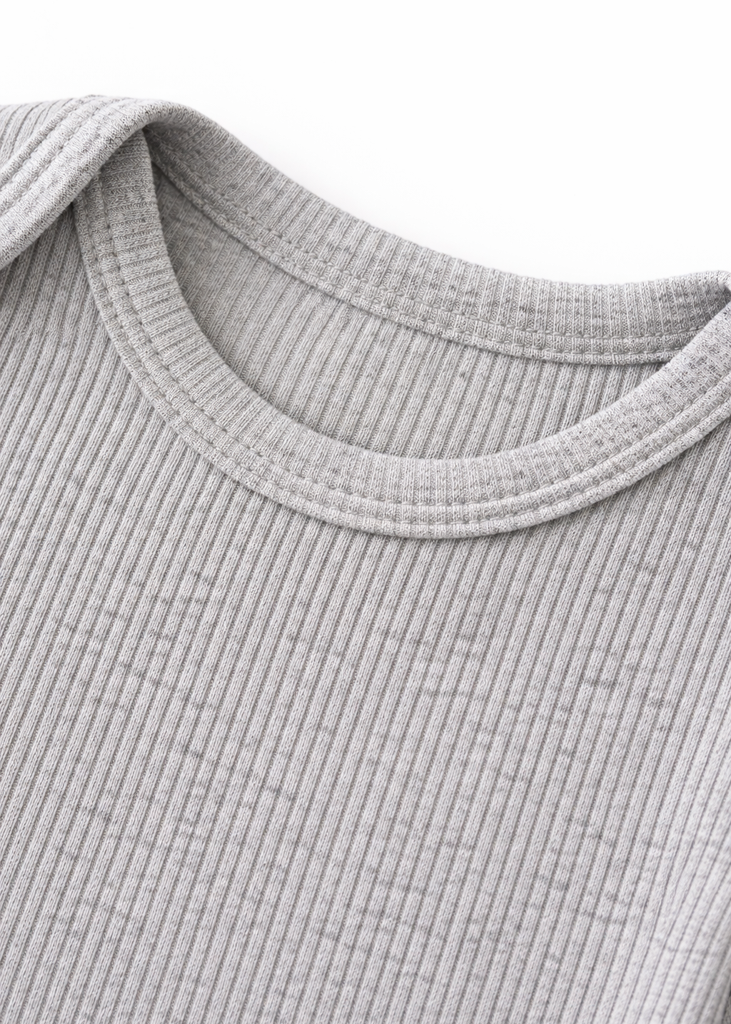 Mameluco/ Body Gris Unicolor Textura Rib Manga Larga