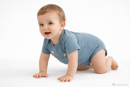 Mameluco para Bebé Azul con Estampado de Dinosaurios