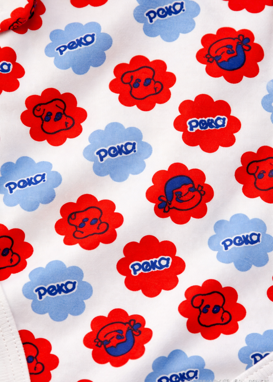 Mameluco / Body Peko Rojo y Azul Estampado Manga Larga – Bebé