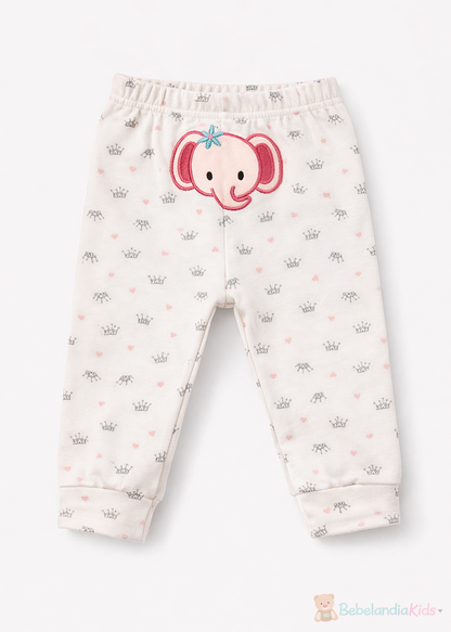 Pantalón de Algodón con Elefante para Bebé Niña | Suave y Cómodo