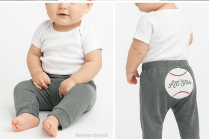 Pantalón de Algodón para Bebé Gris con Aplique All-Star