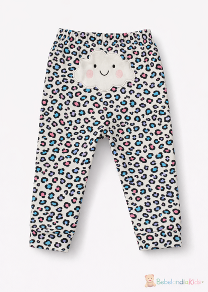 Pantalón Estampado Nube - Azul y Rosa para Bebé Niña | Suave y Cómodo