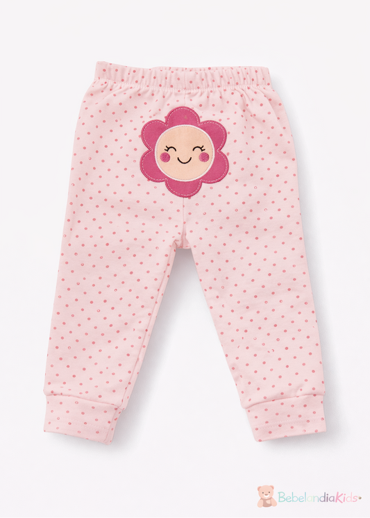 Pantalón de Algodón Rosa con Flor para Bebé Niña | Suave y Cómodo