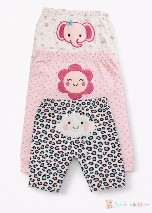 Set de 3 Pantalones de Algodón para Bebé Niña | Suaves y Cómodos