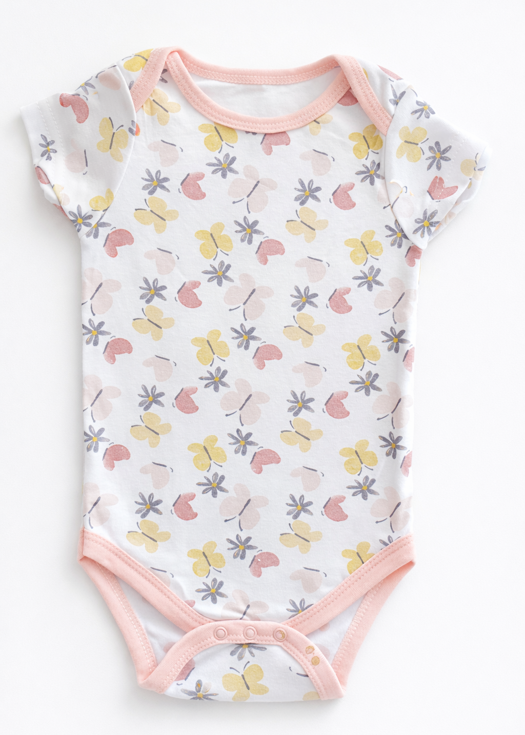 Kit de Mamelucos Manga Corta para Bebé Niña – 5 Piezas (3-6M y 6-9M)