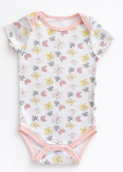 Kit de Mamelucos Manga Corta para Bebé Niña – 5 Piezas (3-6M y 6-9M)