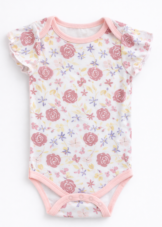 Kit de Mamelucos Manga Corta para Bebé Niña – 5 Piezas (3-6M y 6-9M)